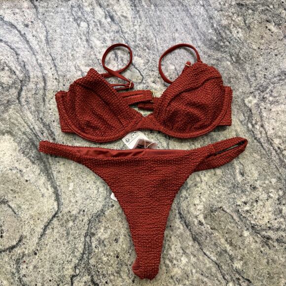 Billabong Other - Billabong Bikinis Set Textured Rust Swimwear summer beach pool cheeky tanning